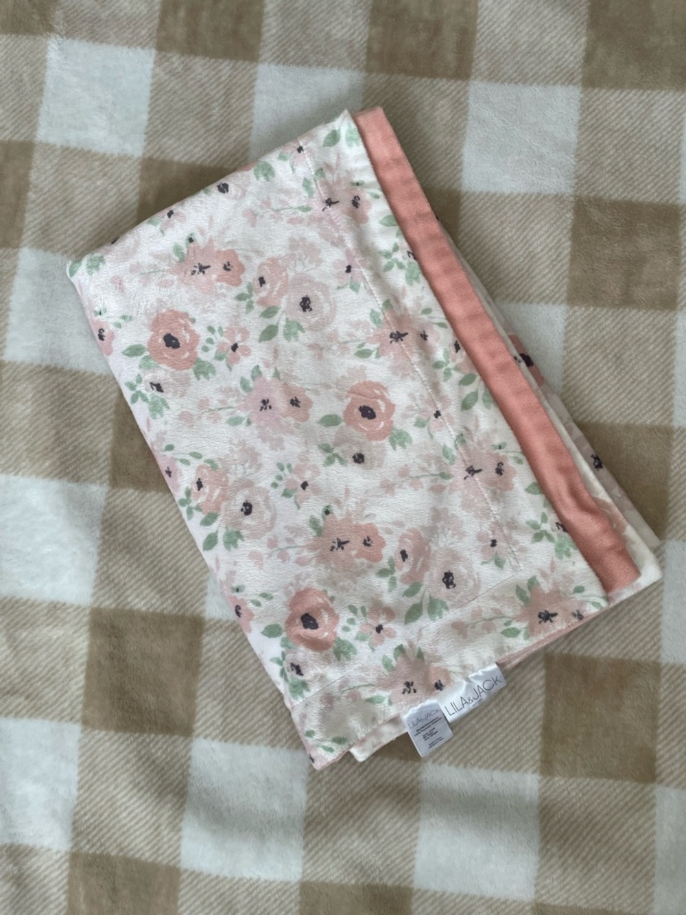 Lila & Jack Lullaby Floral Soft Pink Baby Blanket EUC  31x40 inches